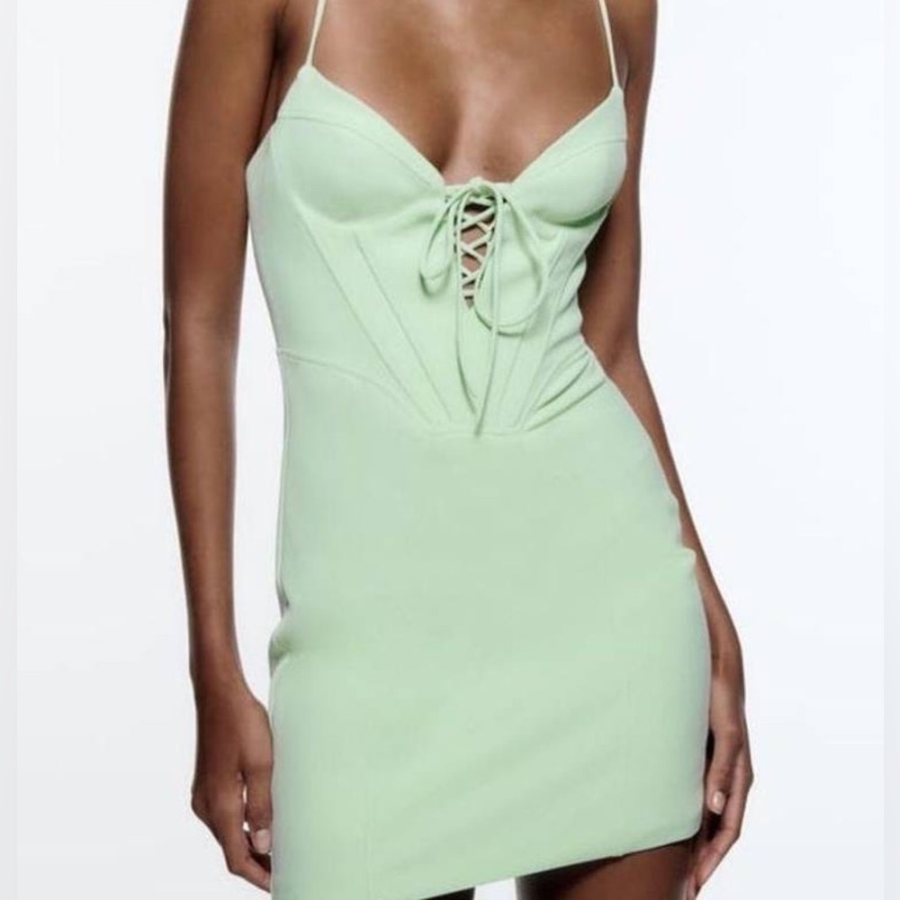ZARA - Mint Green Corset Dress - Size M